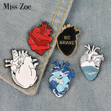 Organ Heart Enamel Pin Starry Heart Brave Cats Bloodthirsty Hug Brooches Bag Clothes Lapel Pin Badge Medical Jewelry Gift Doctor